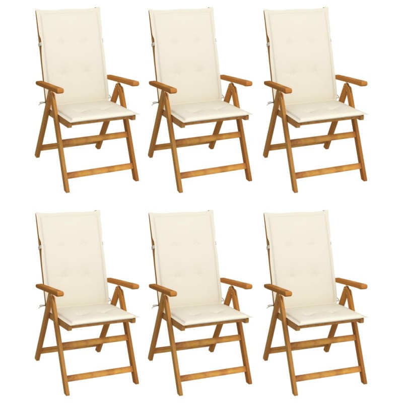 Klappbare Gartenstühle 6 Stk. mit Auflagen Massivholz Akazie Klappbare Gartenstühle 6 Stk. mit Auflagen Massivholz Akazie