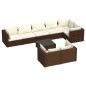 vidaXL 9-tlg. Garten-Lounge-Set mit Kissen Braun Poly Rattan vidaXL 9-tlg. Garten-Lounge-Set mit Kissen Braun Poly Rattan