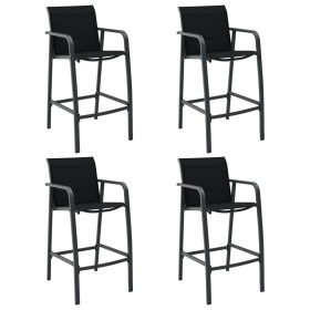 vidaXL Garten-Barstühle 4 Stk. Schwarz Textilene