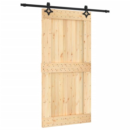 vidaXL Schiebetür mit Beschlag 100x210 cm Massivholz Kiefer