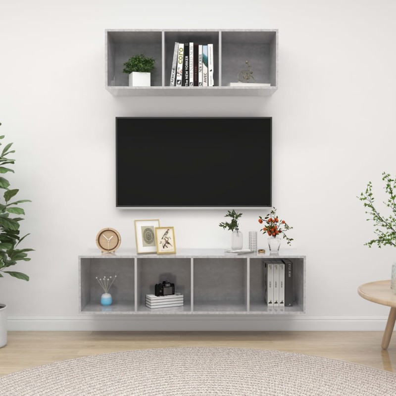 vidaXL 2-tlg. TV-Schrank-Set Betongrau Holzwerkstoff vidaXL 2-tlg. TV-Schrank-Set Betongrau Holzwerkstoff