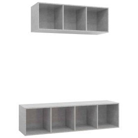 vidaXL 2-tlg. TV-Schrank-Set Betongrau Holzwerkstoff