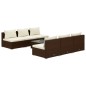 vidaXL 7-tlg. Garten-Lounge-Set mit Kissen Poly Rattan Braun vidaXL 7-tlg. Garten-Lounge-Set mit Kissen Poly Rattan Braun