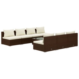 vidaXL 8-tlg. Garten-Lounge-Set mit Kissen Poly Rattan Braun