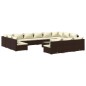 vidaXL 14-tlg. Garten-Lounge-Set mit Kissen Braun Poly Rattan vidaXL 14-tlg. Garten-Lounge-Set mit Kissen Braun Poly Rattan