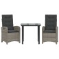 vidaXL 3-tlg. Garten-Essgruppe mit Kissen Grau Poly Rattan vidaXL 3-tlg. Garten-Essgruppe mit Kissen Grau Poly Rattan