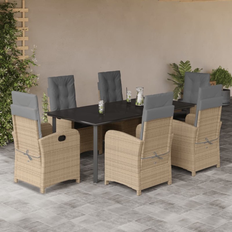 vidaXL 7-tlg. Garten-Essgruppe mit Kissen Beigemischung Poly Rattan vidaXL 7-tlg. Garten-Essgruppe mit Kissen Beigemischung Poly Rattan