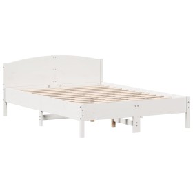 vidaXL Massivholzbett mit Kopfteil Weiß 150x200 cm Kiefer