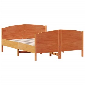 vidaXL Massivholzbett mit Kopfteil Wachsbraun 120x190 cm Kiefer