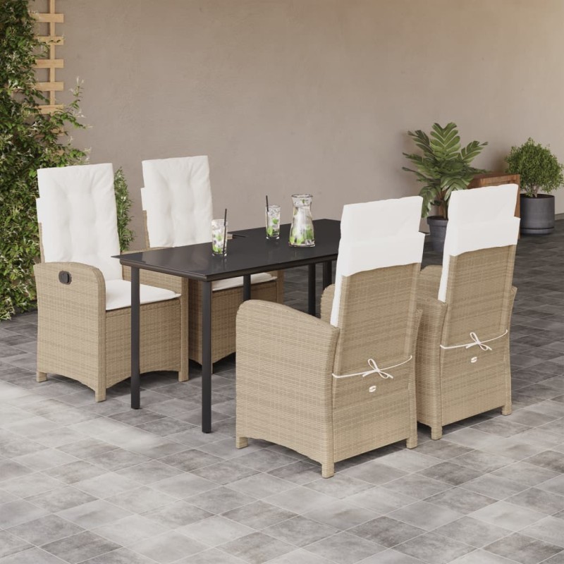 vidaXL 5-tlg. Garten-Essgruppe mit Kissen Beige Poly Rattan vidaXL 5-tlg. Garten-Essgruppe mit Kissen Beige Poly Rattan