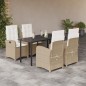vidaXL 5-tlg. Garten-Essgruppe mit Kissen Beige Poly Rattan vidaXL 5-tlg. Garten-Essgruppe mit Kissen Beige Poly Rattan