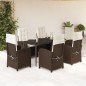 vidaXL 7-tlg. Garten-Essgruppe mit Kissen Braun Poly Rattan vidaXL 7-tlg. Garten-Essgruppe mit Kissen Braun Poly Rattan