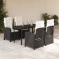 vidaXL 5-tlg. Garten-Essgruppe mit Kissen Schwarz Poly Rattan vidaXL 5-tlg. Garten-Essgruppe mit Kissen Schwarz Poly Rattan