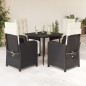 vidaXL 5-tlg. Garten-Essgruppe mit Kissen Schwarz Poly Rattan vidaXL 5-tlg. Garten-Essgruppe mit Kissen Schwarz Poly Rattan