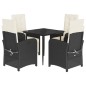 vidaXL 5-tlg. Garten-Essgruppe mit Kissen Schwarz Poly Rattan vidaXL 5-tlg. Garten-Essgruppe mit Kissen Schwarz Poly Rattan