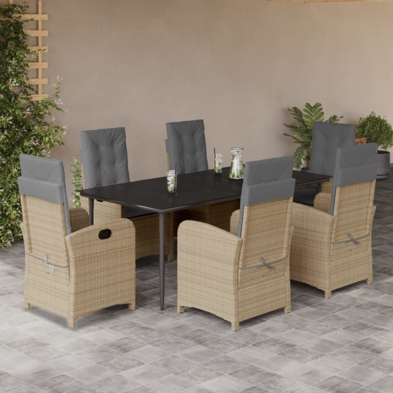 vidaXL 7-tlg. Garten-Essgruppe mit Kissen Beigemischung Poly Rattan vidaXL 7-tlg. Garten-Essgruppe mit Kissen Beigemischung Poly Rattan