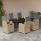 vidaXL 7-tlg. Garten-Essgruppe mit Kissen Beigemischung Poly Rattan vidaXL 7-tlg. Garten-Essgruppe mit Kissen Beigemischung Poly Rattan