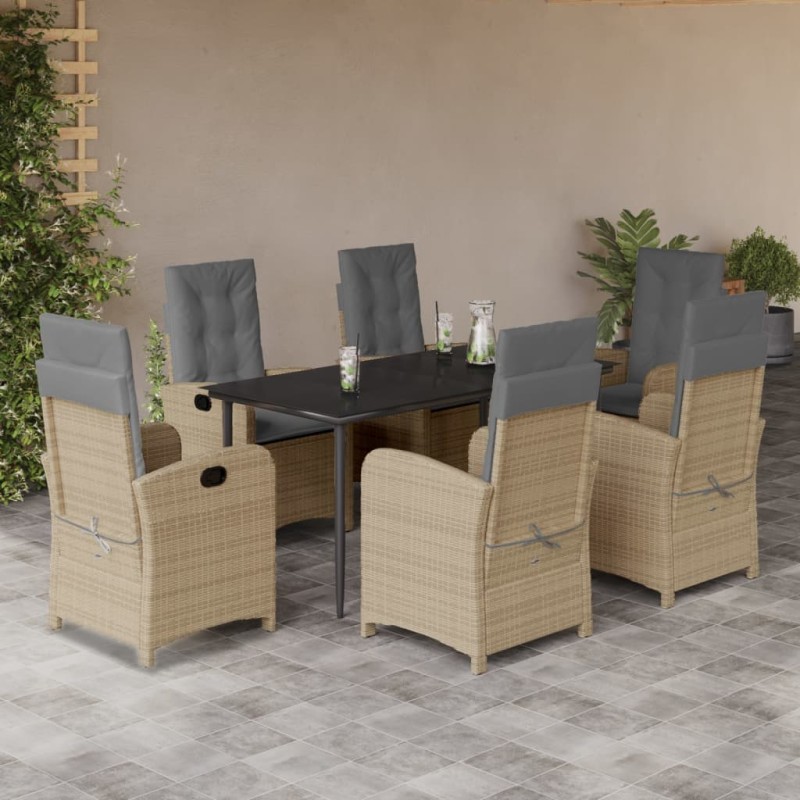 vidaXL 7-tlg. Garten-Essgruppe mit Kissen Beigemischung Poly Rattan vidaXL 7-tlg. Garten-Essgruppe mit Kissen Beigemischung Poly Rattan
