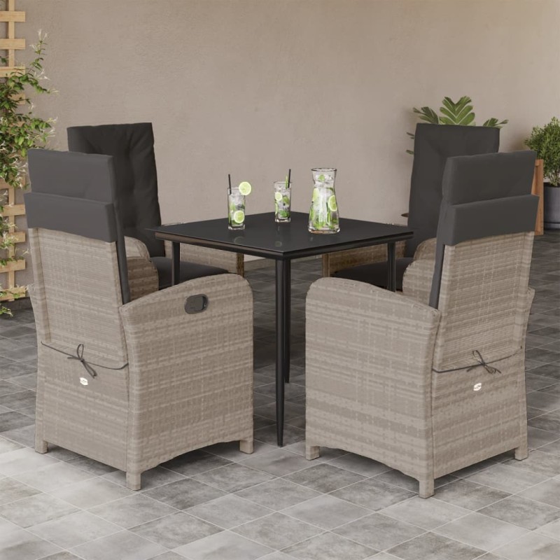 vidaXL 5-tlg. Garten-Essgruppe mit Kissen Hellgrau Poly Rattan vidaXL 5-tlg. Garten-Essgruppe mit Kissen Hellgrau Poly Rattan