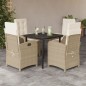 vidaXL 5-tlg. Garten-Essgruppe mit Kissen Beige Poly Rattan vidaXL 5-tlg. Garten-Essgruppe mit Kissen Beige Poly Rattan