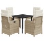 vidaXL 5-tlg. Garten-Essgruppe mit Kissen Beige Poly Rattan vidaXL 5-tlg. Garten-Essgruppe mit Kissen Beige Poly Rattan