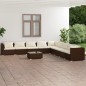vidaXL 10-tlg. Garten-Lounge-Set mit Kissen Poly Rattan Braun vidaXL 10-tlg. Garten-Lounge-Set mit Kissen Poly Rattan Braun