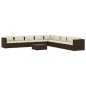 vidaXL 10-tlg. Garten-Lounge-Set mit Kissen Poly Rattan Braun vidaXL 10-tlg. Garten-Lounge-Set mit Kissen Poly Rattan Braun