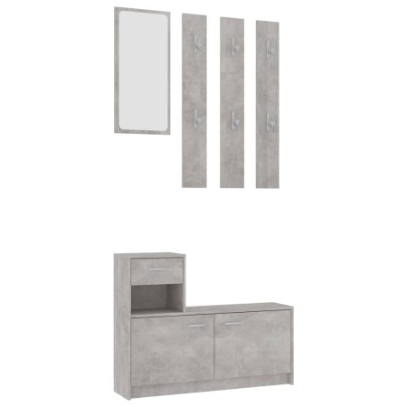 vidaXL Garderobenset Flur Betongrau 100x25x76,5 cm Holzwerkstoff