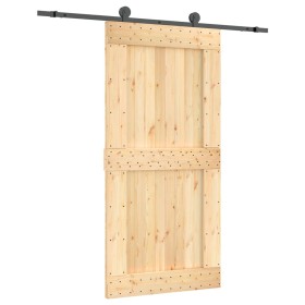 vidaXL Schiebetür mit Beschlag 100x210 cm Massivholz Kiefer