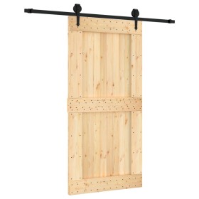 vidaXL Schiebetür mit Beschlag 100x210 cm Massivholz Kiefer