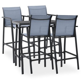 vidaXL 5-tlg. Gartenbar-Set Schwarz und Grau