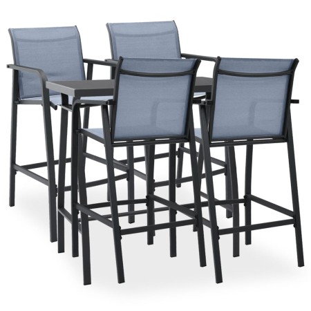 vidaXL 5-tlg. Gartenbar-Set Schwarz und Grau