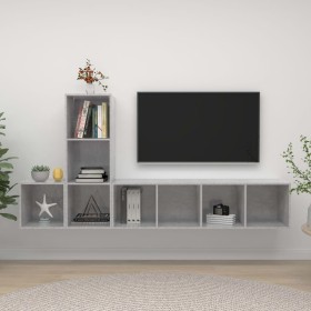 vidaXL 3-tlg. TV-Schrank-Set Betongrau Holzwerkstoff