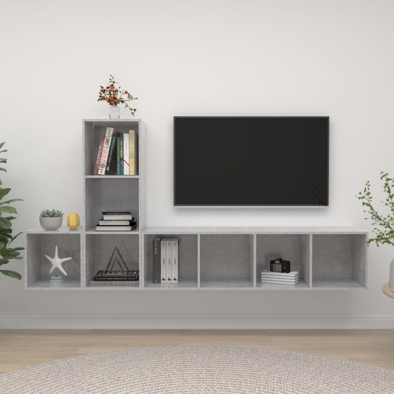 vidaXL 3-tlg. TV-Schrank-Set Betongrau Holzwerkstoff vidaXL 3-tlg. TV-Schrank-Set Betongrau Holzwerkstoff