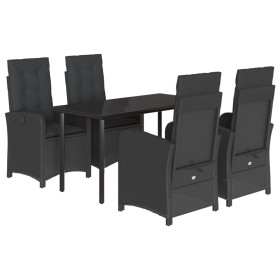vidaXL 5-tlg. Garten-Essgruppe mit Kissen Schwarz Poly Rattan