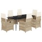 vidaXL 7-tlg. Garten-Essgruppe mit Kissen Beige Poly Rattan vidaXL 7-tlg. Garten-Essgruppe mit Kissen Beige Poly Rattan