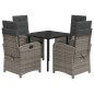 vidaXL 5-tlg. Garten-Essgruppe mit Kissen Grau Poly Rattan vidaXL 5-tlg. Garten-Essgruppe mit Kissen Grau Poly Rattan