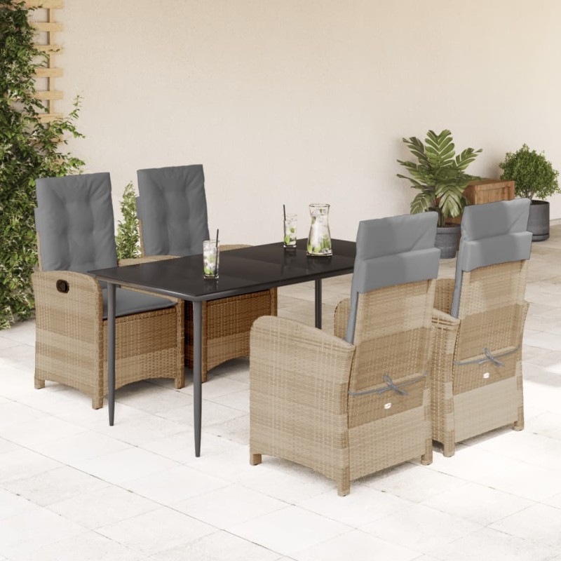 vidaXL 5-tlg. Garten-Essgruppe mit Kissen Beigemischung Poly Rattan vidaXL 5-tlg. Garten-Essgruppe mit Kissen Beigemischung Poly Rattan