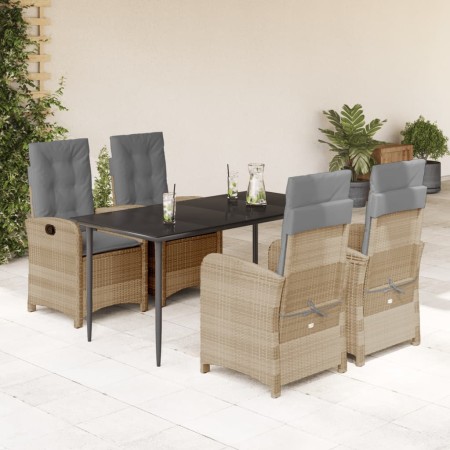 vidaXL 5-tlg. Garten-Essgruppe mit Kissen Beigemischung Poly Rattan