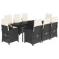 vidaXL 9-tlg. Garten-Essgruppe mit Kissen Schwarz Poly Rattan vidaXL 9-tlg. Garten-Essgruppe mit Kissen Schwarz Poly Rattan