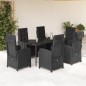 vidaXL 7-tlg. Garten-Essgruppe mit Kissen Schwarz Poly Rattan vidaXL 7-tlg. Garten-Essgruppe mit Kissen Schwarz Poly Rattan