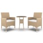 vidaXL 3-tlg. Garten-Essgruppe Poly Rattan Beige vidaXL 3-tlg. Garten-Essgruppe Poly Rattan Beige