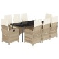 vidaXL 9-tlg. Garten-Essgruppe mit Kissen Beige Poly Rattan vidaXL 9-tlg. Garten-Essgruppe mit Kissen Beige Poly Rattan