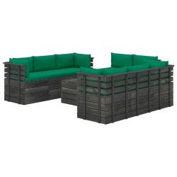 vidaXL 9-tlg. Garten-Sofagarnitur aus Paletten mit Kissen Kiefernholz
