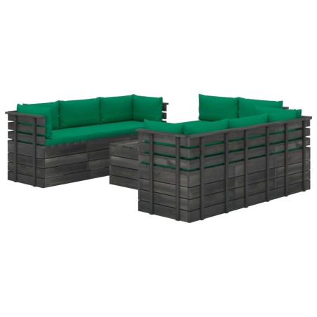 vidaXL 9-tlg. Garten-Sofagarnitur aus Paletten mit Kissen Kiefernholz