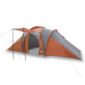 vidaXL Campingzelt 6 Personen Grau & Orange 576x238x193 cm 185T Taft