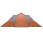 vidaXL Campingzelt 6 Personen Grau & Orange 576x238x193 cm 185T Taft vidaXL Campingzelt 6 Personen Grau & Orange 576x238x193 cm 185T Taft
