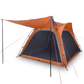 vidaXL Campingzelt 4 Personen Grau & Orange 240x221x160 cm 185T Taft