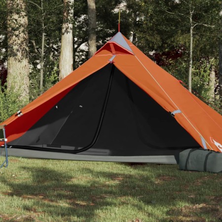 vidaXL Campingzelt 1 Person Grau & Orange 255x153x130 cm 185T Taft
