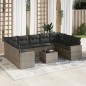 vidaXL 10-tlg. Garten-Sofagarnitur mit Kissen Grau Poly Rattan vidaXL 10-tlg. Garten-Sofagarnitur mit Kissen Grau Poly Rattan